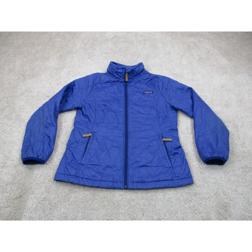 Patagonia Jacket Girls XL 14 Blue Nano Puff Diamond Quilt Primaloft Outdoors